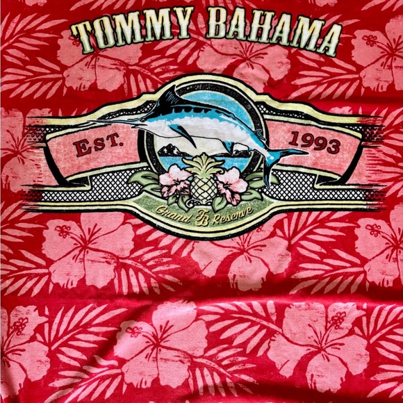 Tommy Bahama Red and Pink Marlin Floral Towel - Picture 2 of 4
